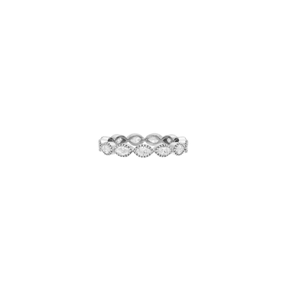 18 Karat white gold marquise shape diamond Marina band