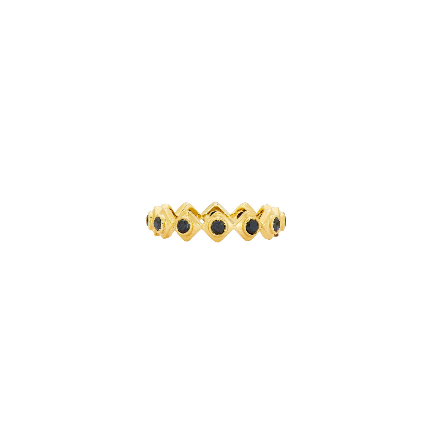 18 Karat Yellow Gold Gaby Eternity Band with Black Diamonds
