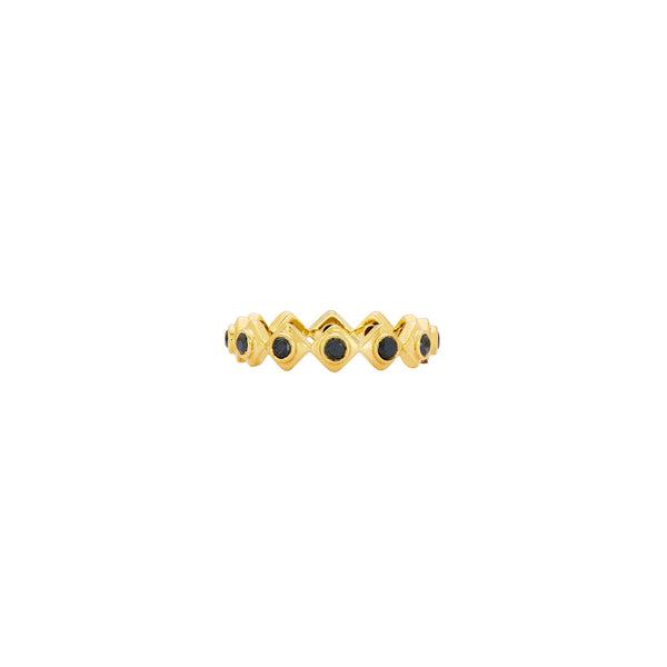 18 Karat Yellow Gold Gaby Eternity Band with Black Diamonds