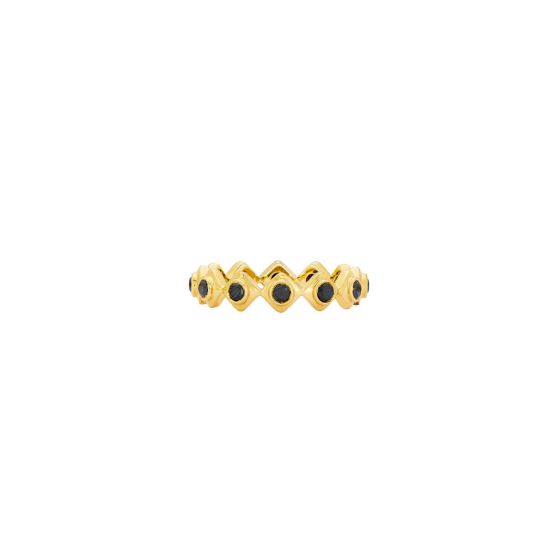 18 Karat Yellow Gold Gaby Eternity Band with Black Diamonds
