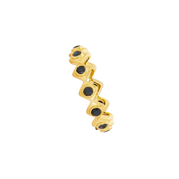 18 Karat Yellow Gold Gaby Eternity Band with Black Diamonds