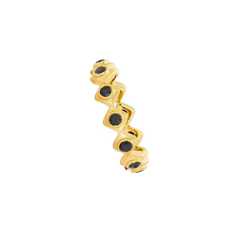 18 Karat Yellow Gold Gaby Eternity Band with Black Diamonds