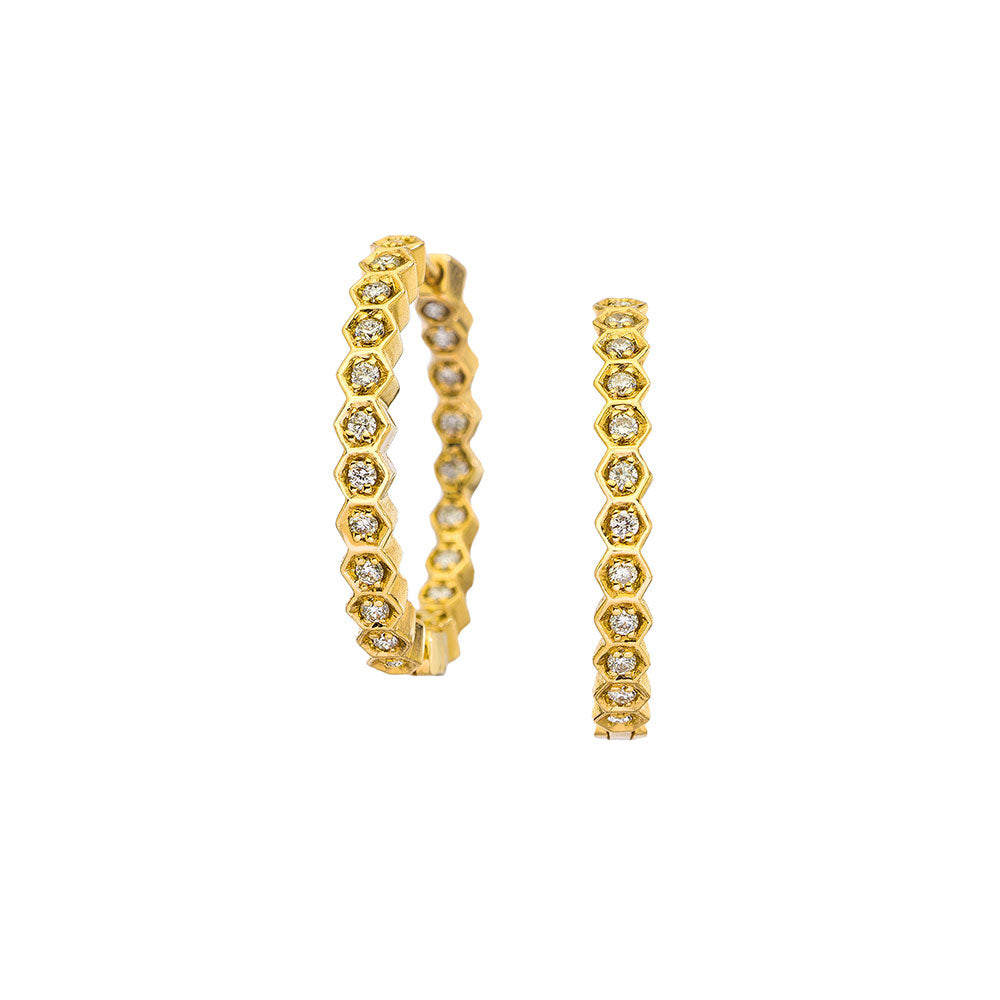 18 Karat Yellow Gold Regency Diamond Hoops