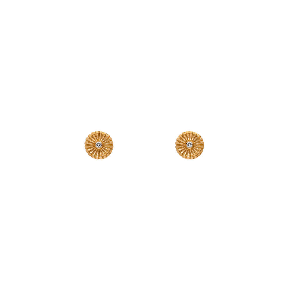 18 Karat Yellow Gold Chakra Stud Earrings with Diamonds