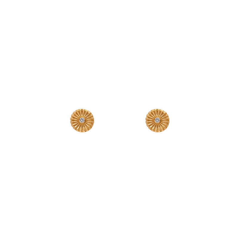 18 Karat Yellow Gold Chakra Stud Earrings with Diamonds