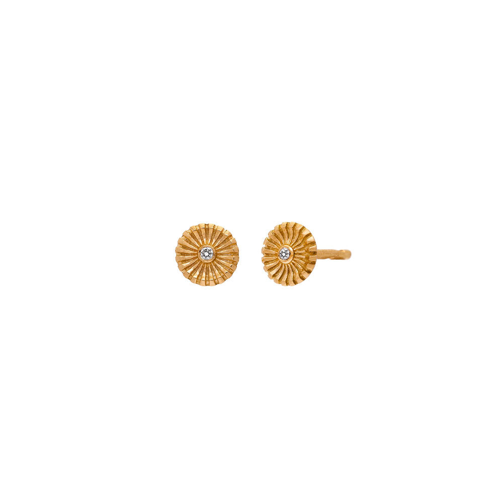 18 Karat Yellow Gold Chakra Stud Earrings with Diamonds