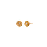 18 Karat Yellow Gold Chakra Stud Earrings with Diamonds