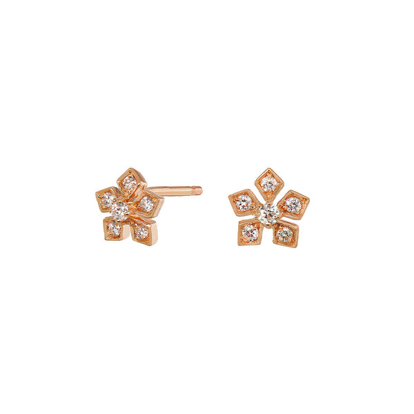 18 Karat Rose Gold Enchanted Garden Diamond earrings