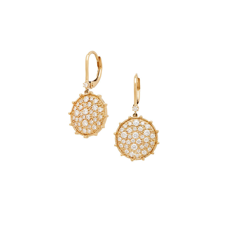 18 Karat Yellow Gold Confetti earrings with White Diamonds