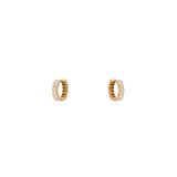 18 Karat Yellow Gold Nea Huggy Earrings with Emerald Cut Diamonds