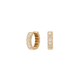 18 Karat Yellow Gold Nea Huggy Earrings with Emerald Cut Diamonds