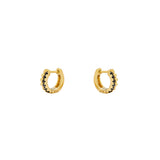 18 Karat Yellow Gold Tila Mini Huggy Earrings with Black Diamonds