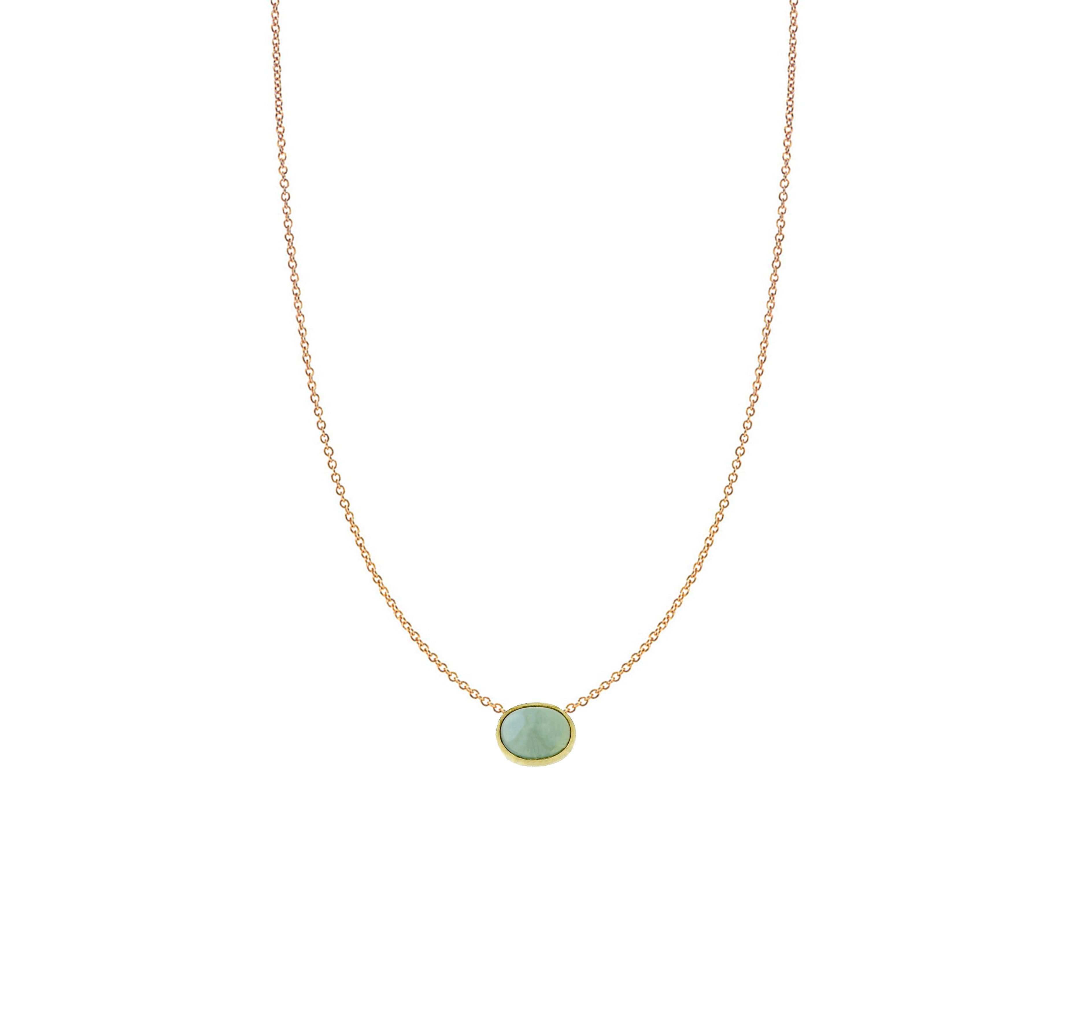 14 Karat Yellow Gold Bezel Necklace with Green Tourmaline