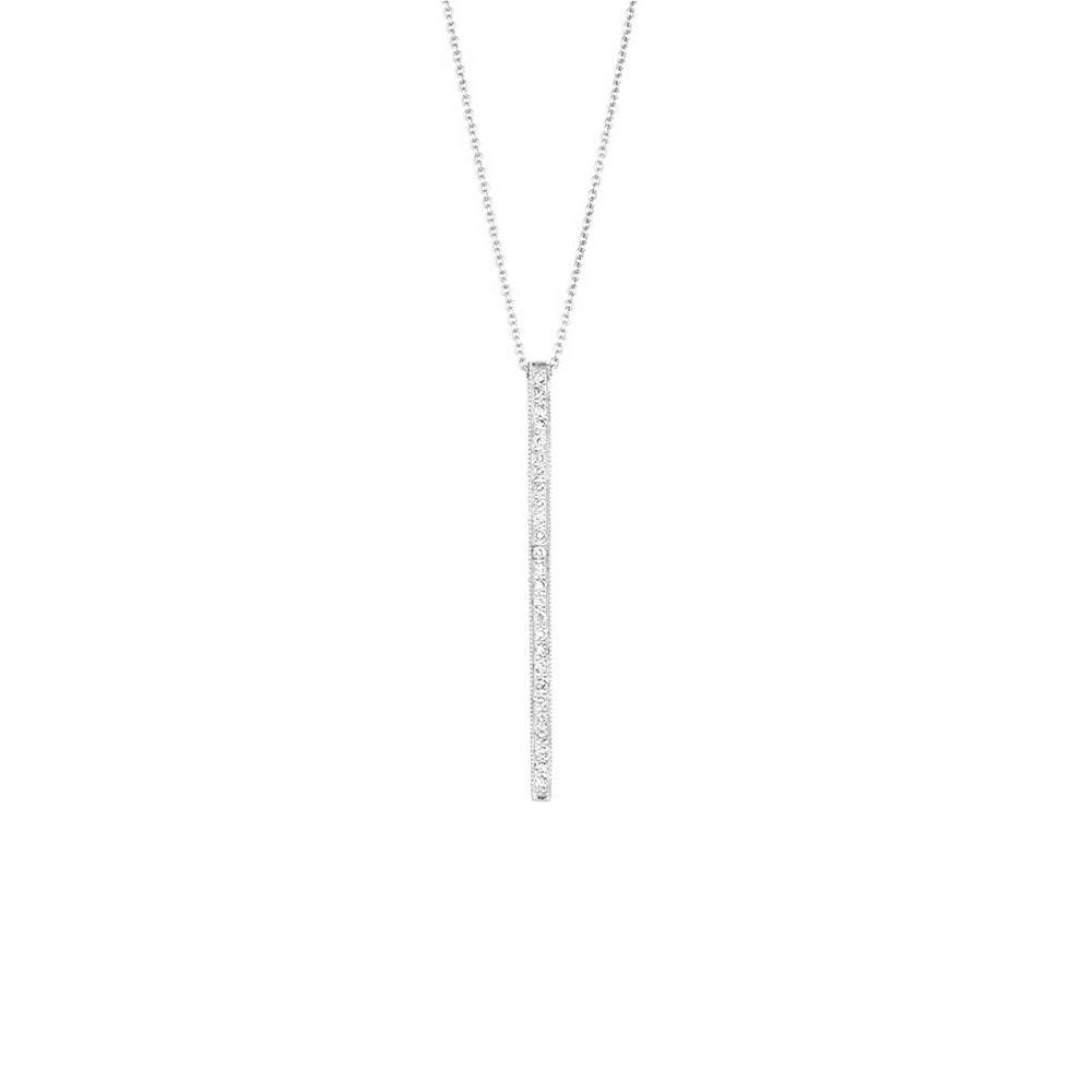 18 Karat White Gold Alice Bar Necklace with Diamonds