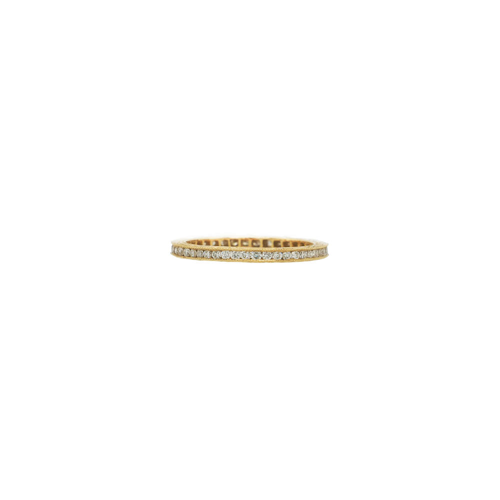 18 Karat Yellow Gold Channel Set Band with White Diamonds