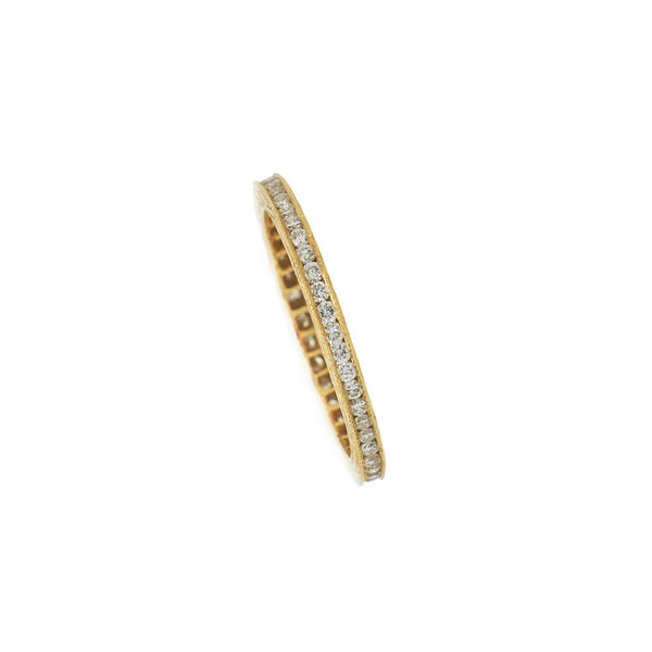 18 Karat Yellow Gold Channel Set Band with White Diamonds