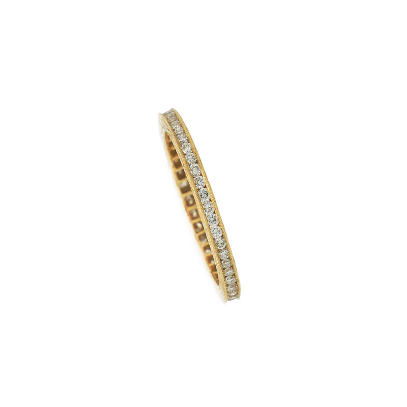 18 Karat Yellow Gold Channel Set Band with White Diamonds