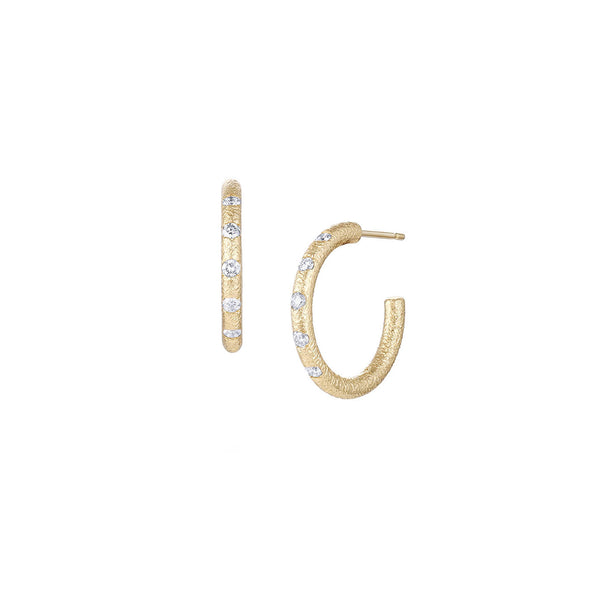 14 Karat Yellow gold VIVIENNE half hoop with diamonds