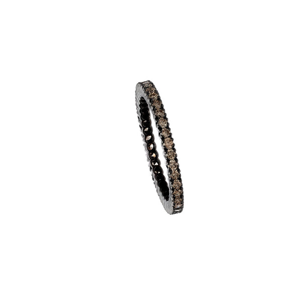 18 Karat White Gold Black Rhodium Eternity Band with Champagne Diamonds