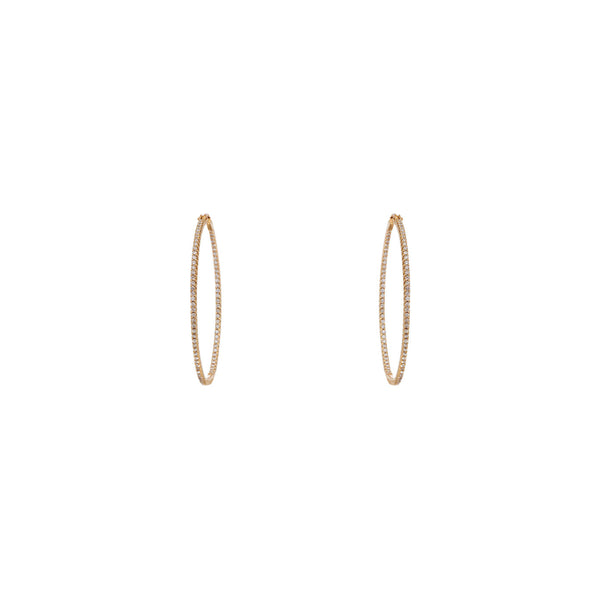 18 Karat Yellow Gold Large Simple elegance Inside/Out Diamond hoops