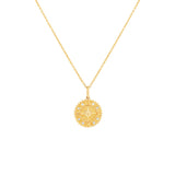 14 Karat Yellow Gold Compass Medallion Pendant Necklace with Diamonds