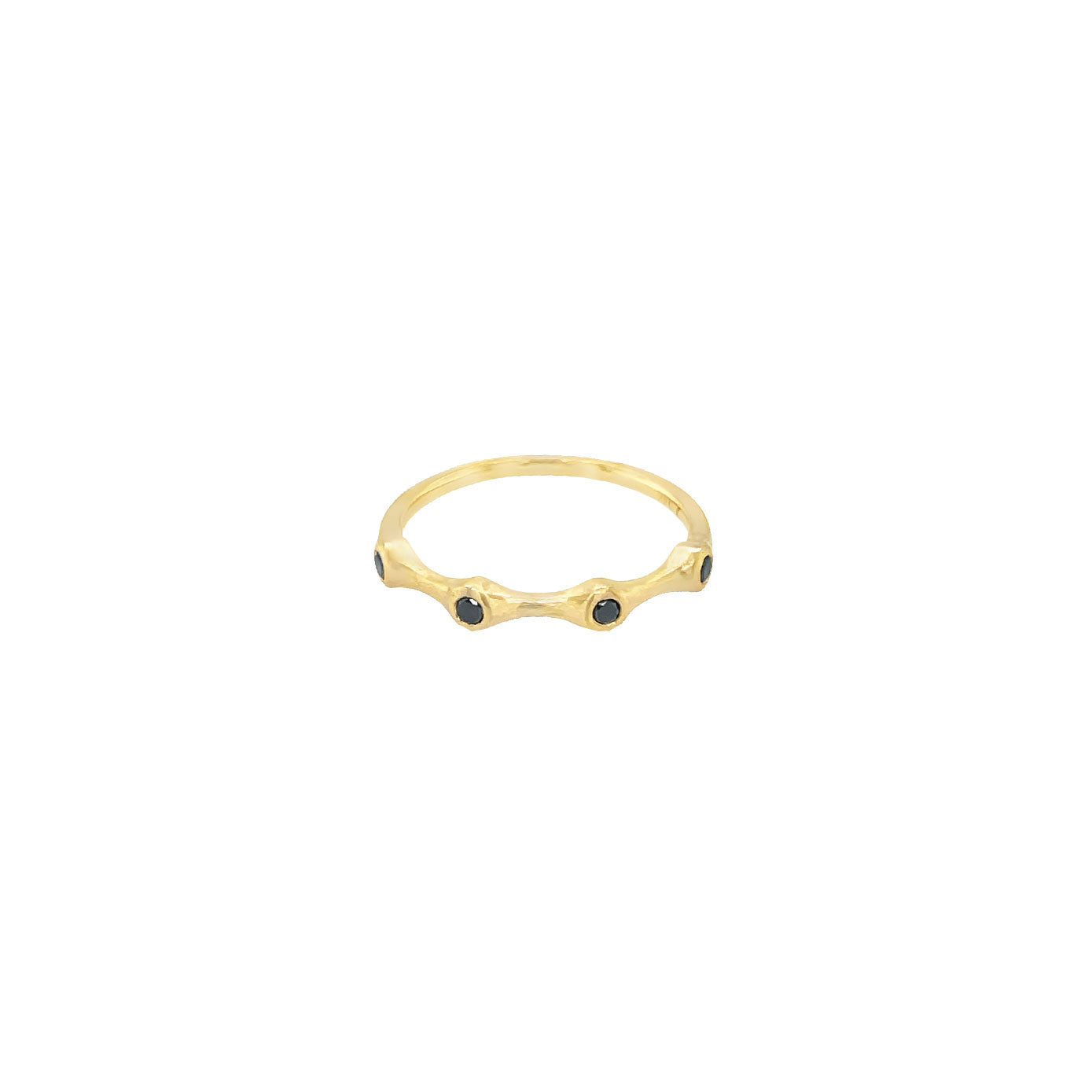 14 Karat Yellow Gold Band with black diamonds