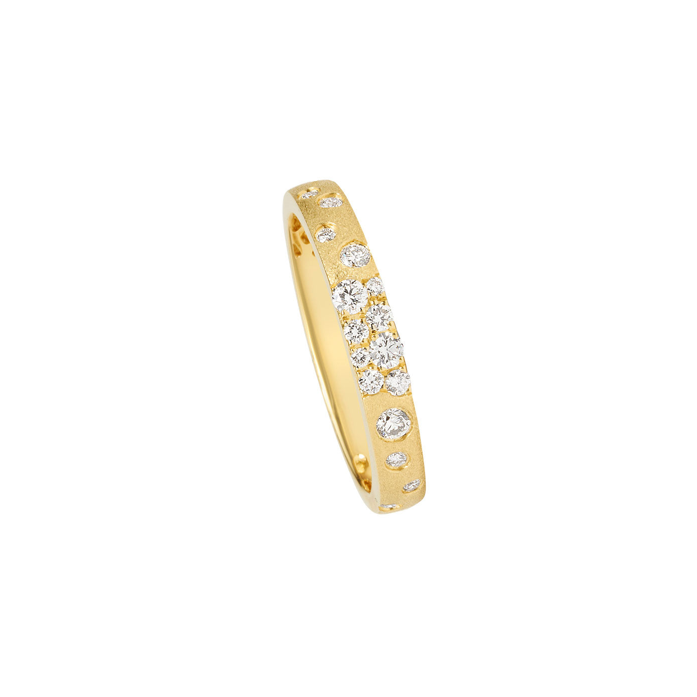 14 Karat Yellow Gold Confetti Band with Round Diamonds