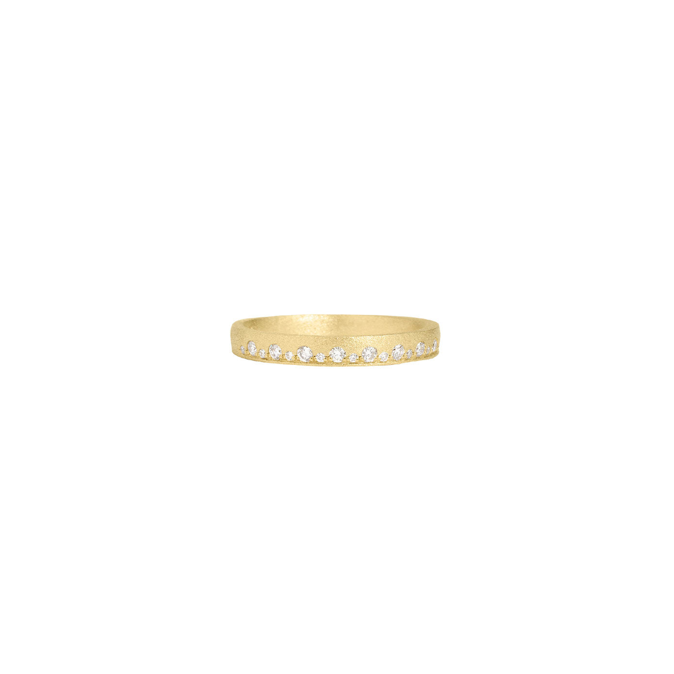 14 Karat Yellow Gold Flush set band with diamonds