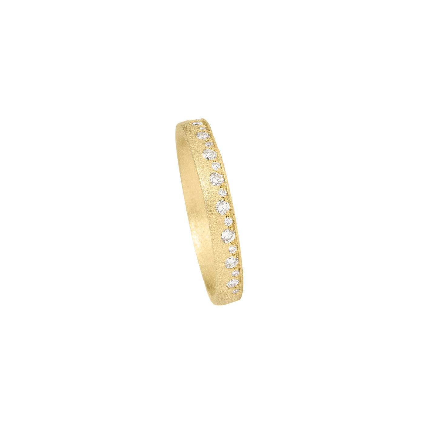 14 Karat Yellow Gold Flush set band with diamonds