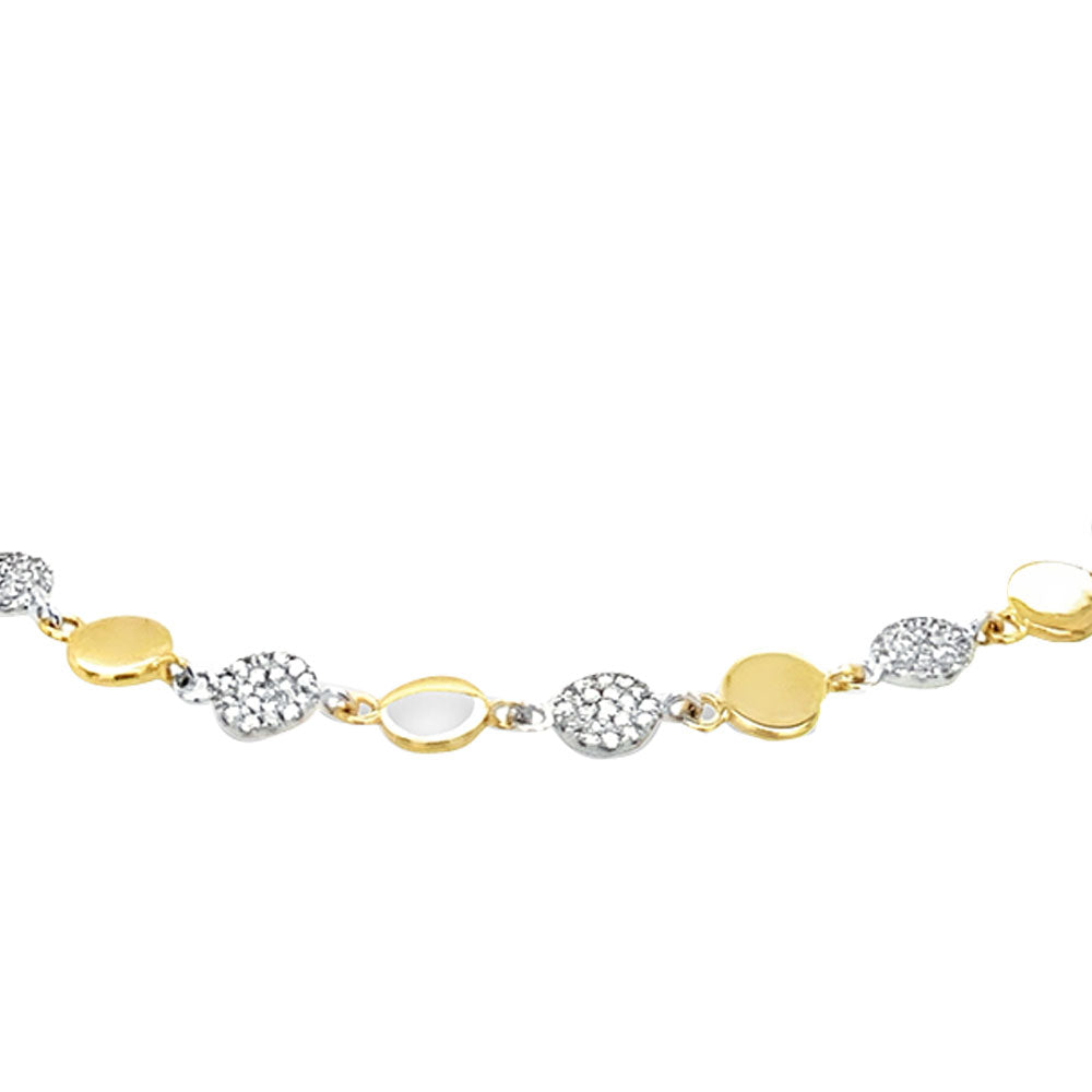 14 Karat Yellow and White Gold Disc Bracelet with Diamonds