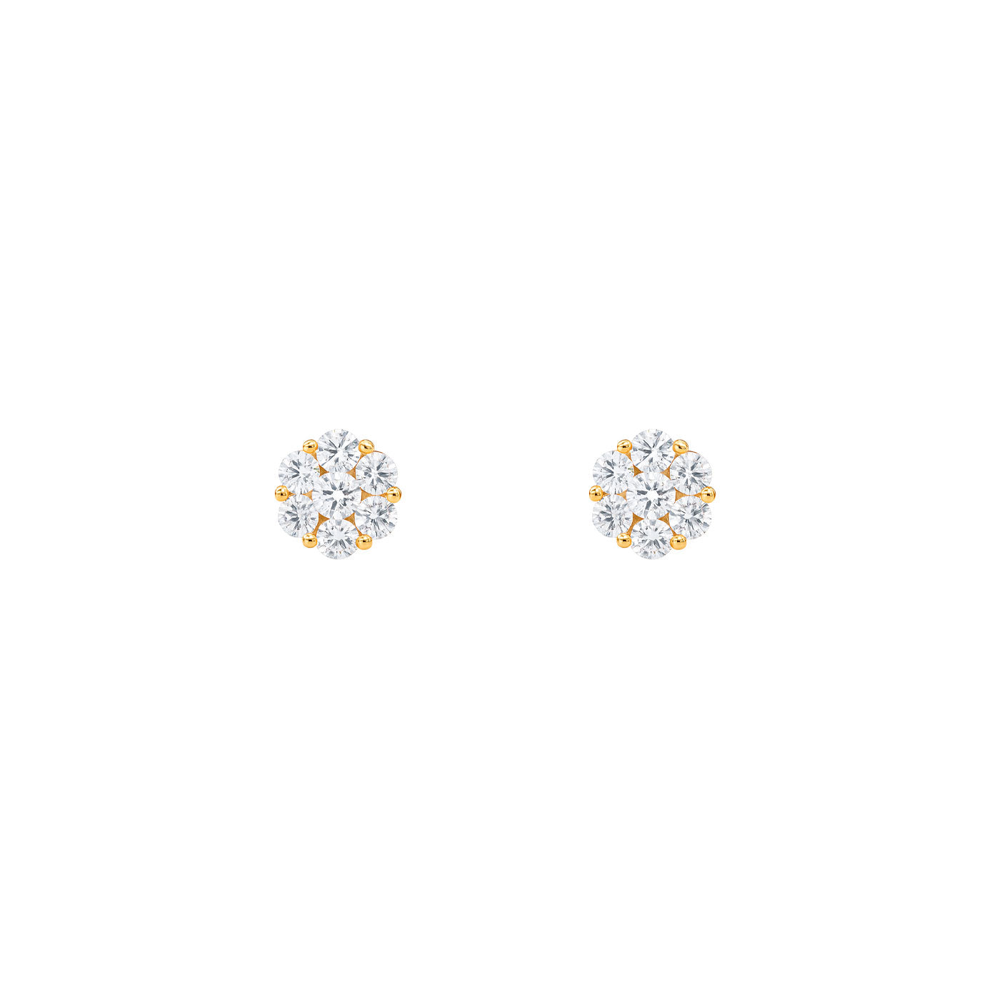14 Karat Rose Gold Cluster Earrings With Diamonds