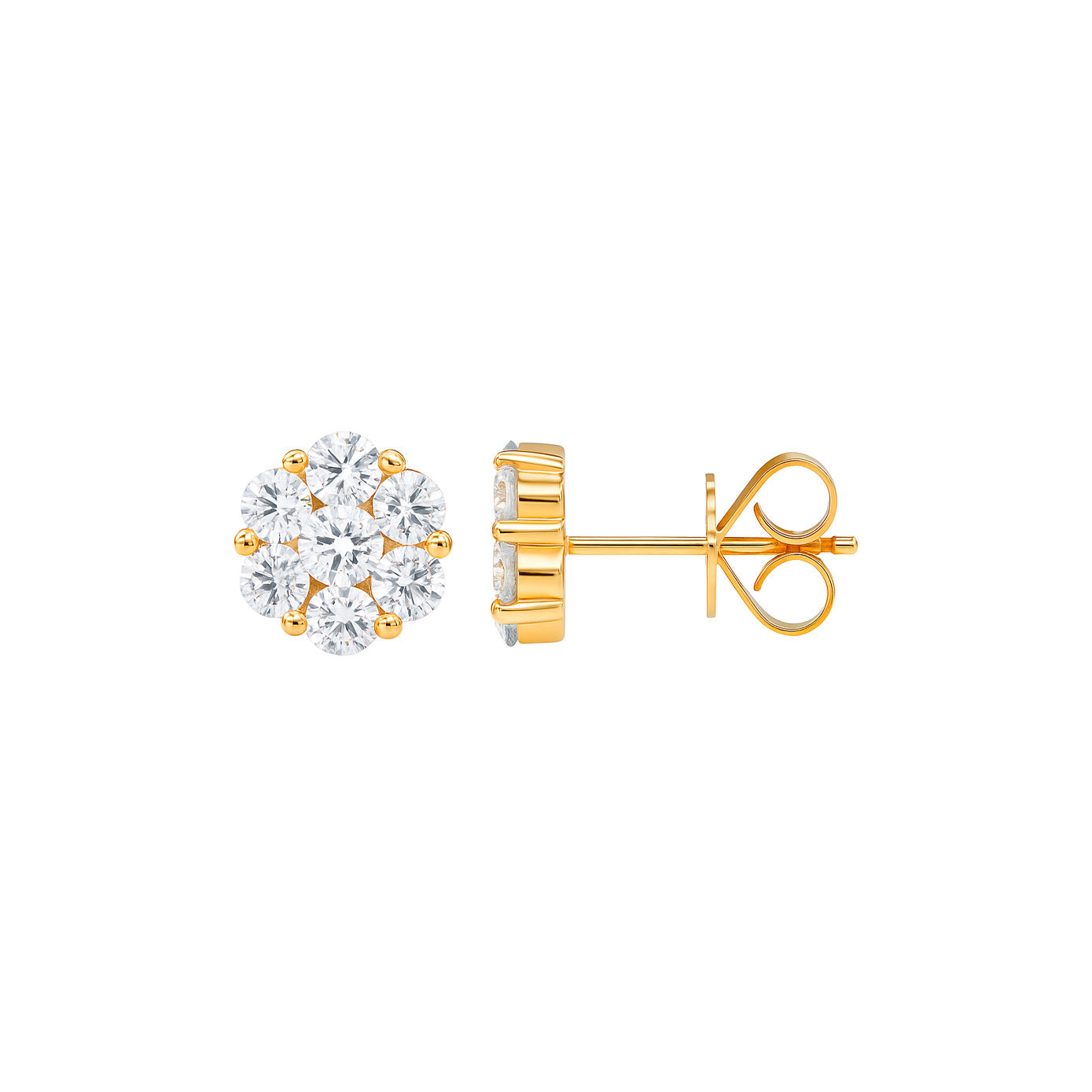 14 Karat Rose Gold Cluster Earrings With Diamonds
