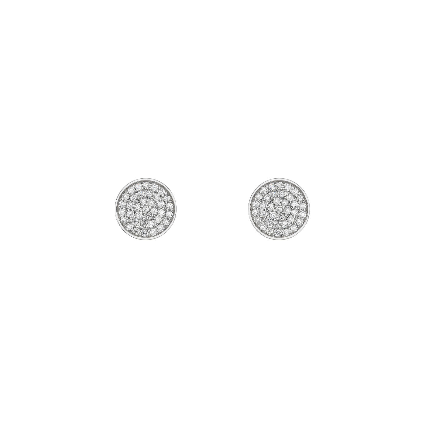 14 Karat White Gold Pave Disc Earrings With Diamonds