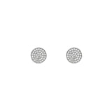 14 Karat White Gold Pave Disc Earrings With Diamonds