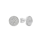 14 Karat White Gold Pave Disc Earrings With Diamonds