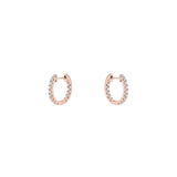 14 Karat Rose Gold Inside & Out Huggie Earrings With Diamonds