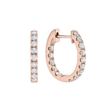 14 Karat Rose Gold Inside & Out Huggie Earrings With Diamonds