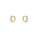 14 Karat Yellow Gold Huggie Earrings With Diamonds