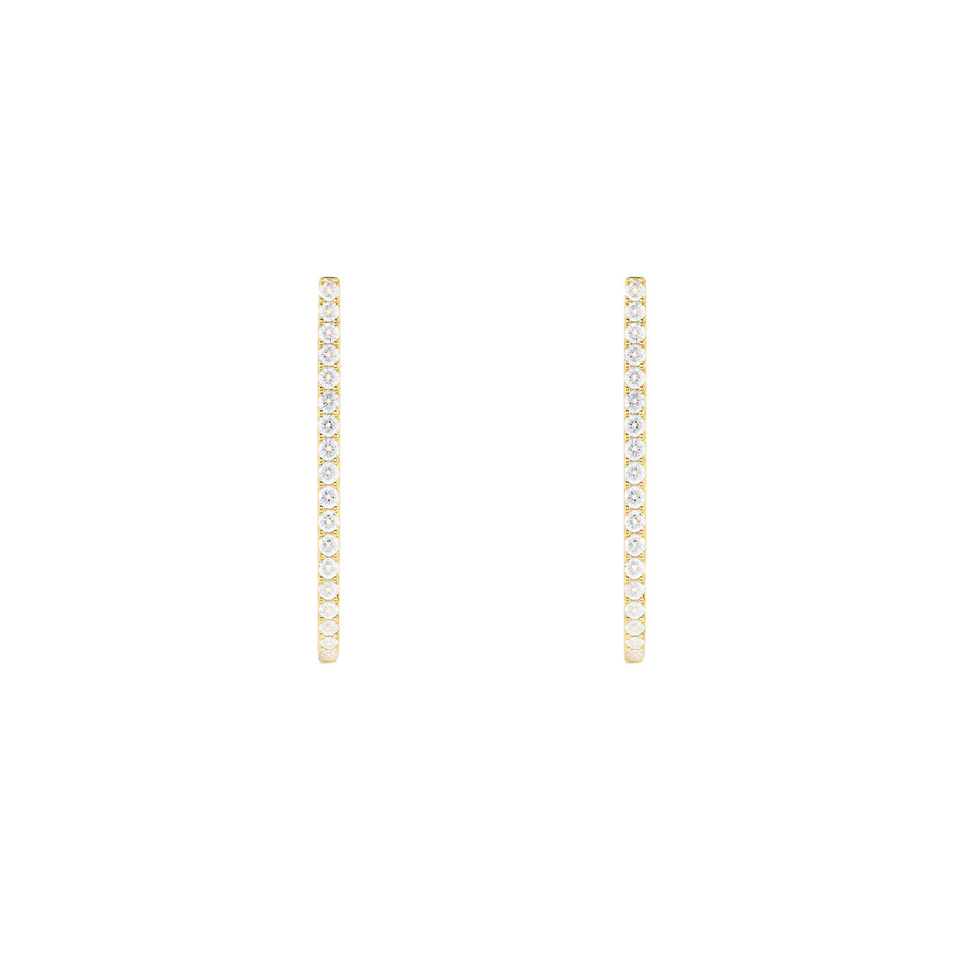 14 Karat Yellow Gold Oval Inside & Out Hoop Earrings With Diamonds