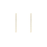14 Karat Yellow Gold Oval Inside & Out Hoop Earrings With Diamonds