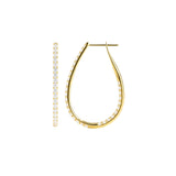 14 Karat Yellow Gold Oval Inside & Out Hoop Earrings With Diamonds