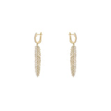 14 Karat Yellow Gold Feather Earrings With Diamonds