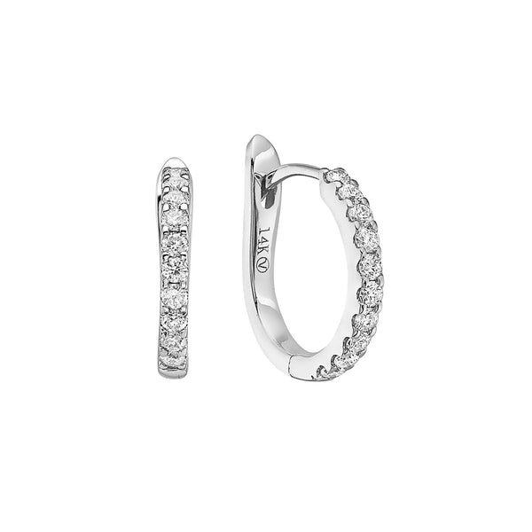 14 Karat White Gold Diamond huggie earrings