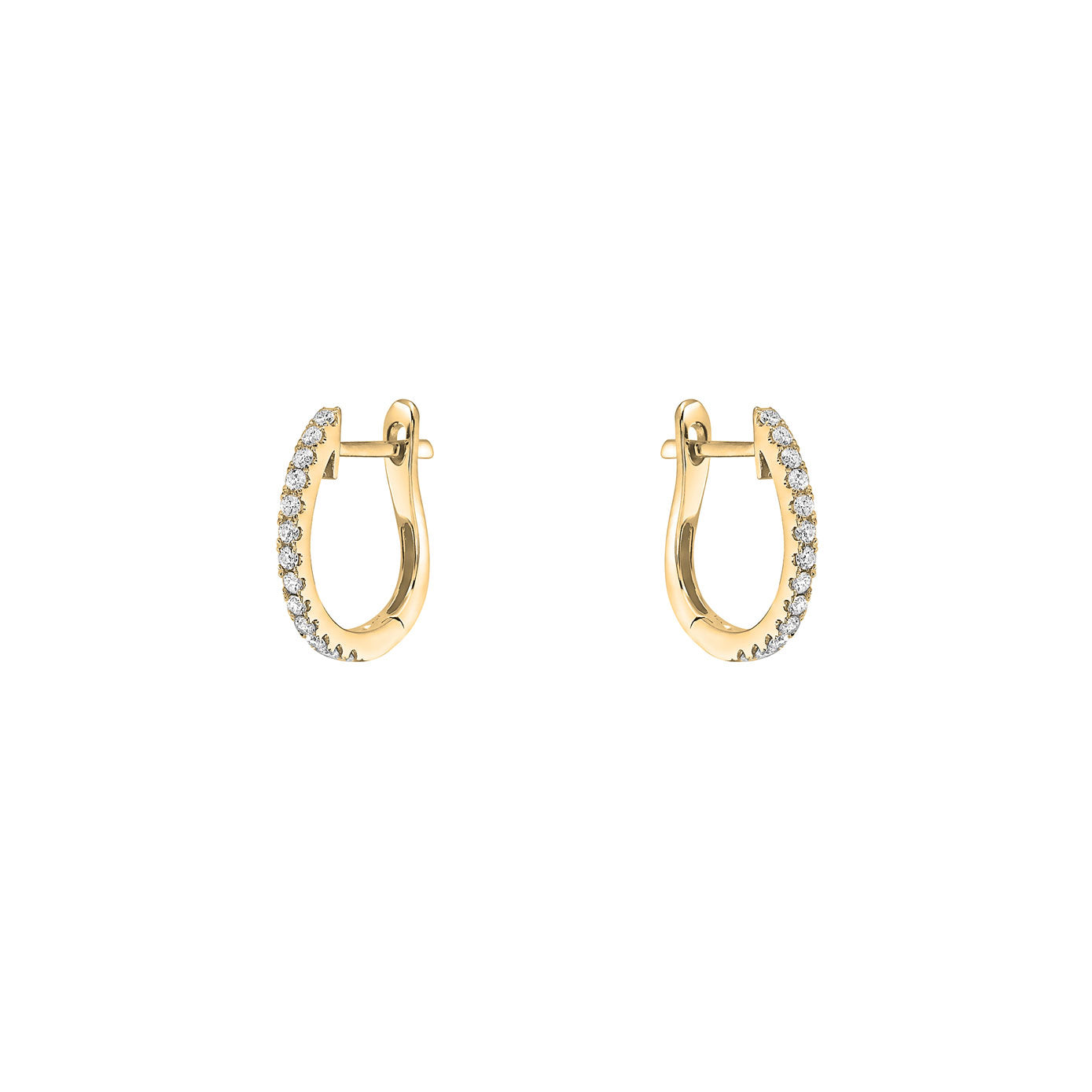 14 Karat Yellow Gold Horseshoe Diamond Huggies