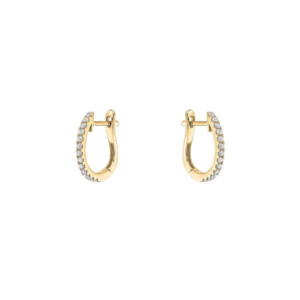 14 Karat Yellow Gold Horseshoe Diamond Huggies