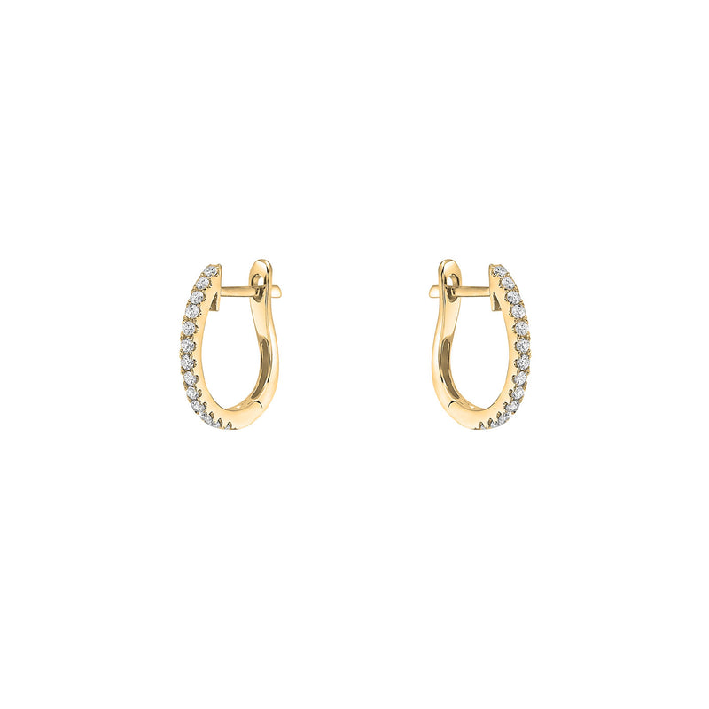 14 Karat Yellow Gold Horseshoe Diamond Huggies