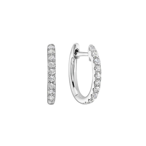 14 Karat White Gold Diamond Huggies