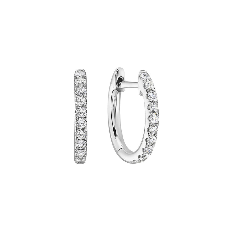 14 Karat White Gold Diamond Huggies