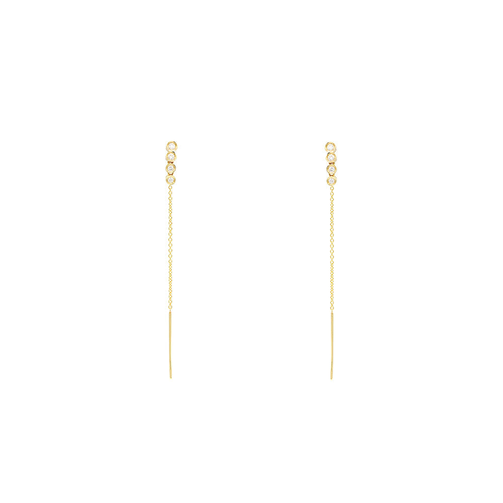 14 Karat Yellow Gold Threader Diamond earrings