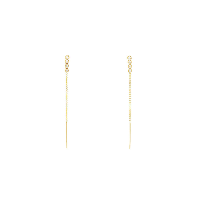 14 Karat Yellow Gold Threader Diamond earrings